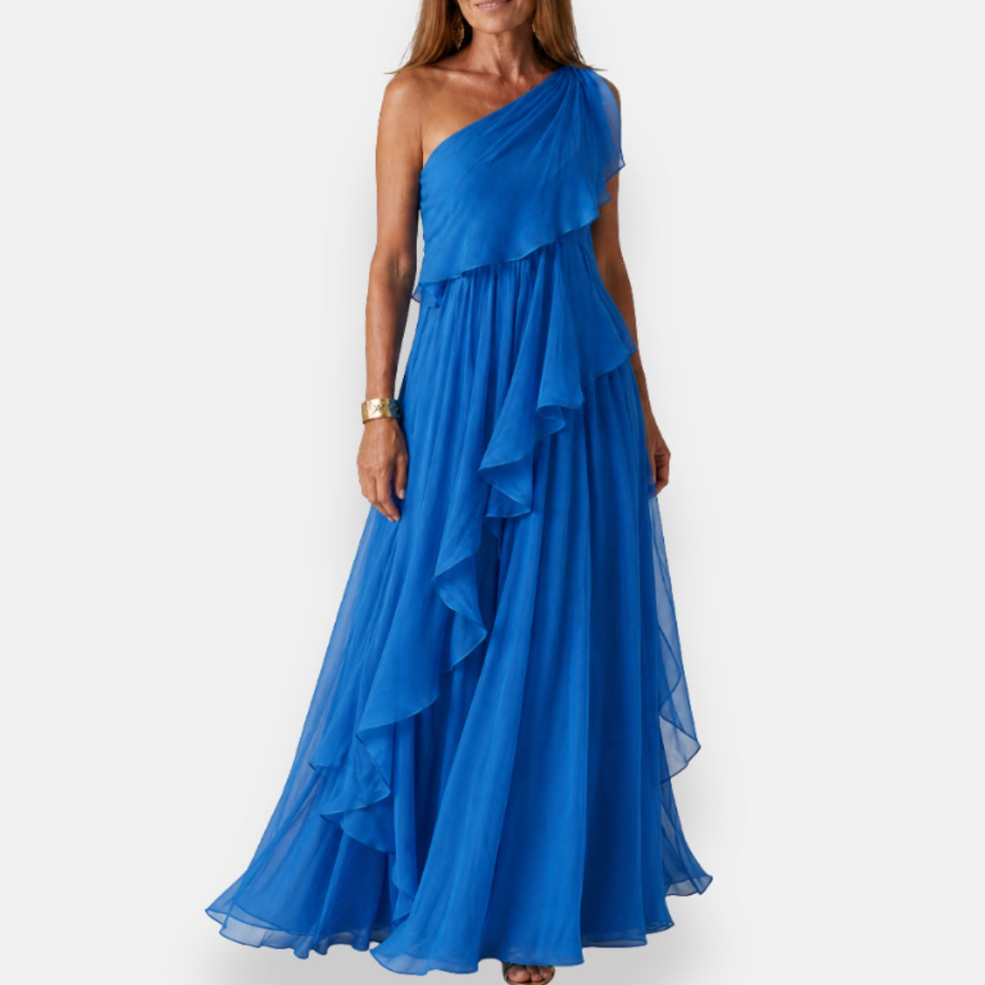 Vestido asimétrico con volantes Serena