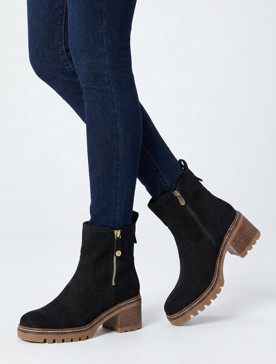 Botines de Ante con Cremallera Negros