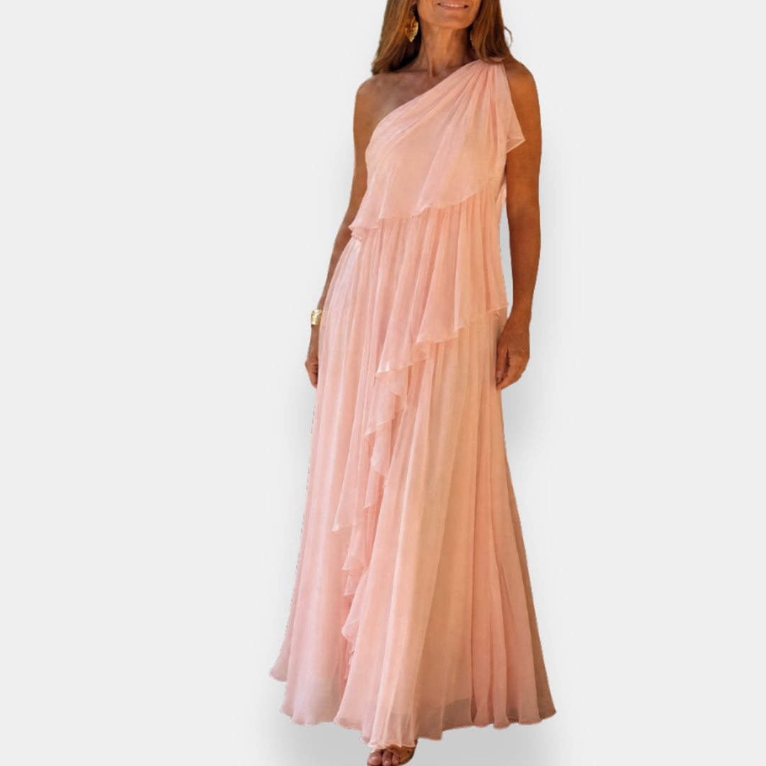 Vestido asimétrico con volantes Serena