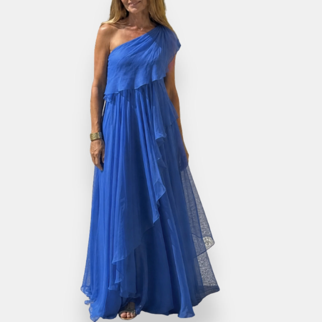Vestido asimétrico con volantes Serena