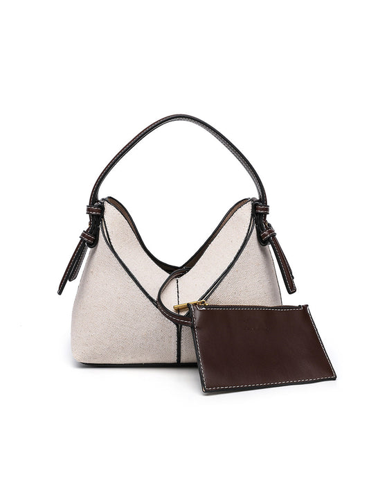 Bolso bandolera de tela para mujer con cremallera dorada