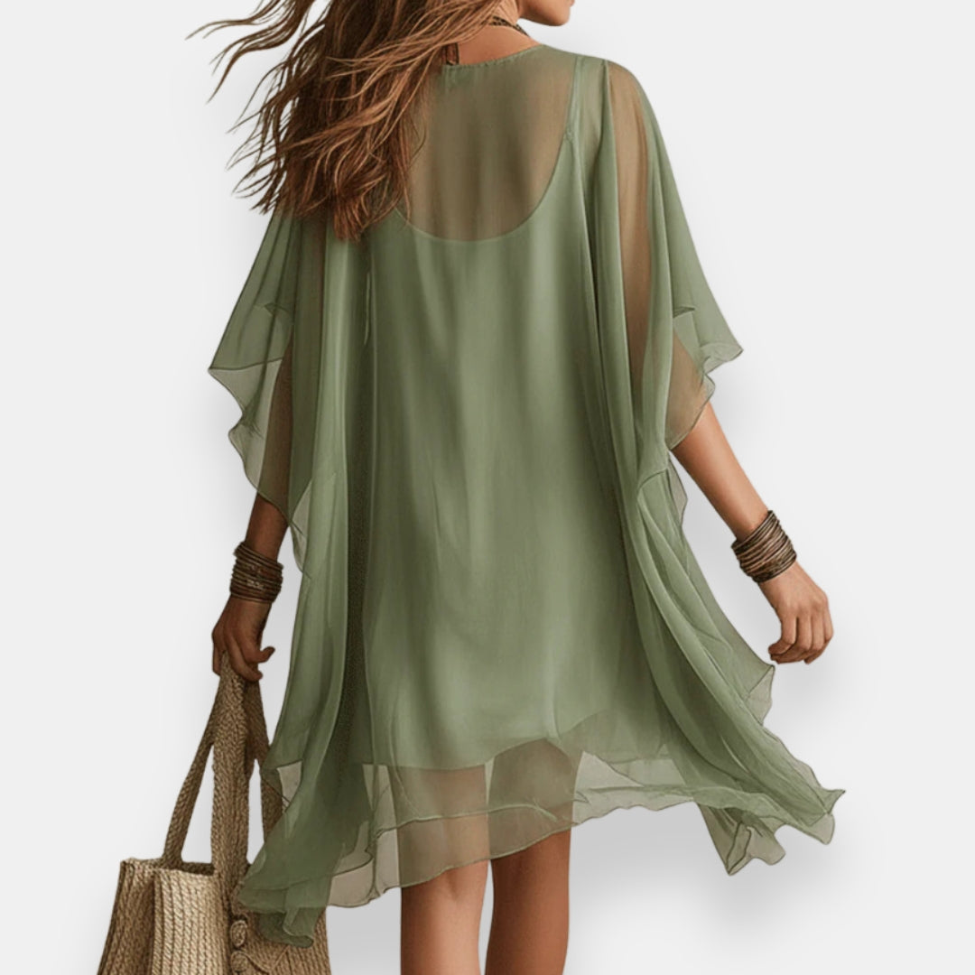 Vestido vaporoso de mangas capa Marcia