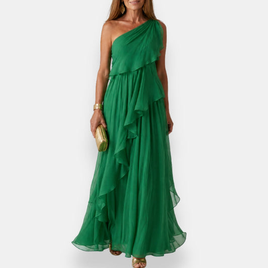 Vestido asimétrico con volantes Serena