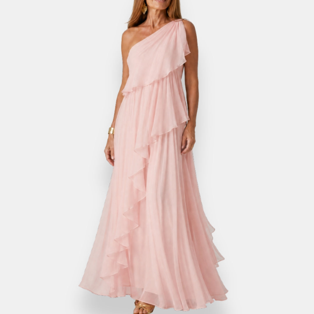 Vestido asimétrico con volantes Serena