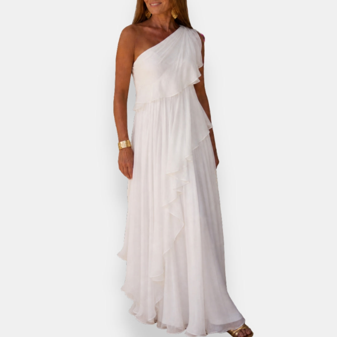 Vestido asimétrico con volantes Serena