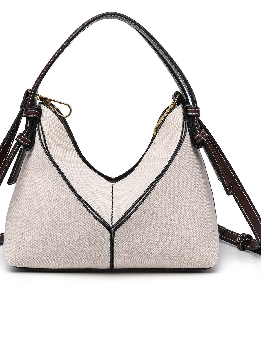 Bolso bandolera de tela para mujer con cremallera dorada