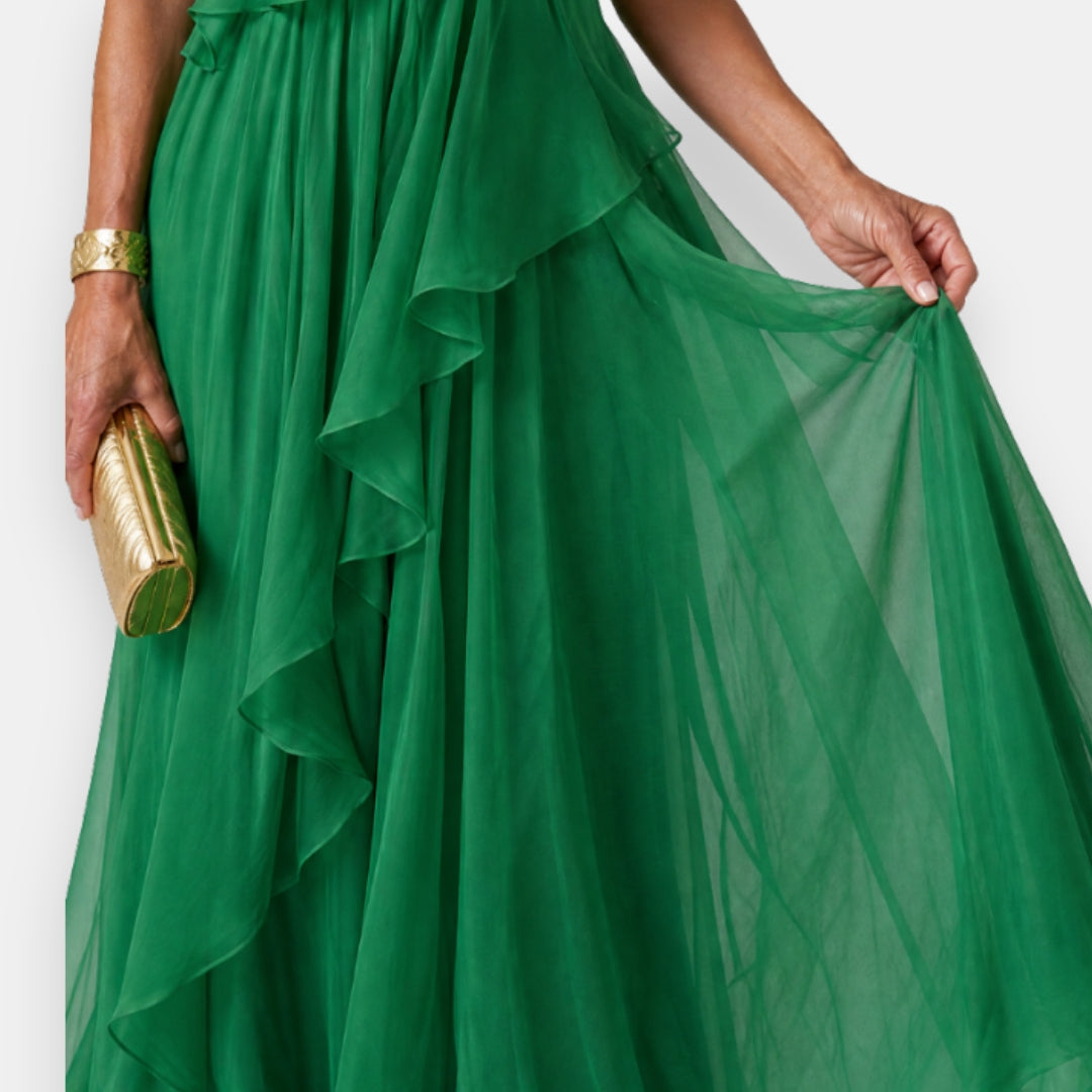Vestido asimétrico con volantes Serena