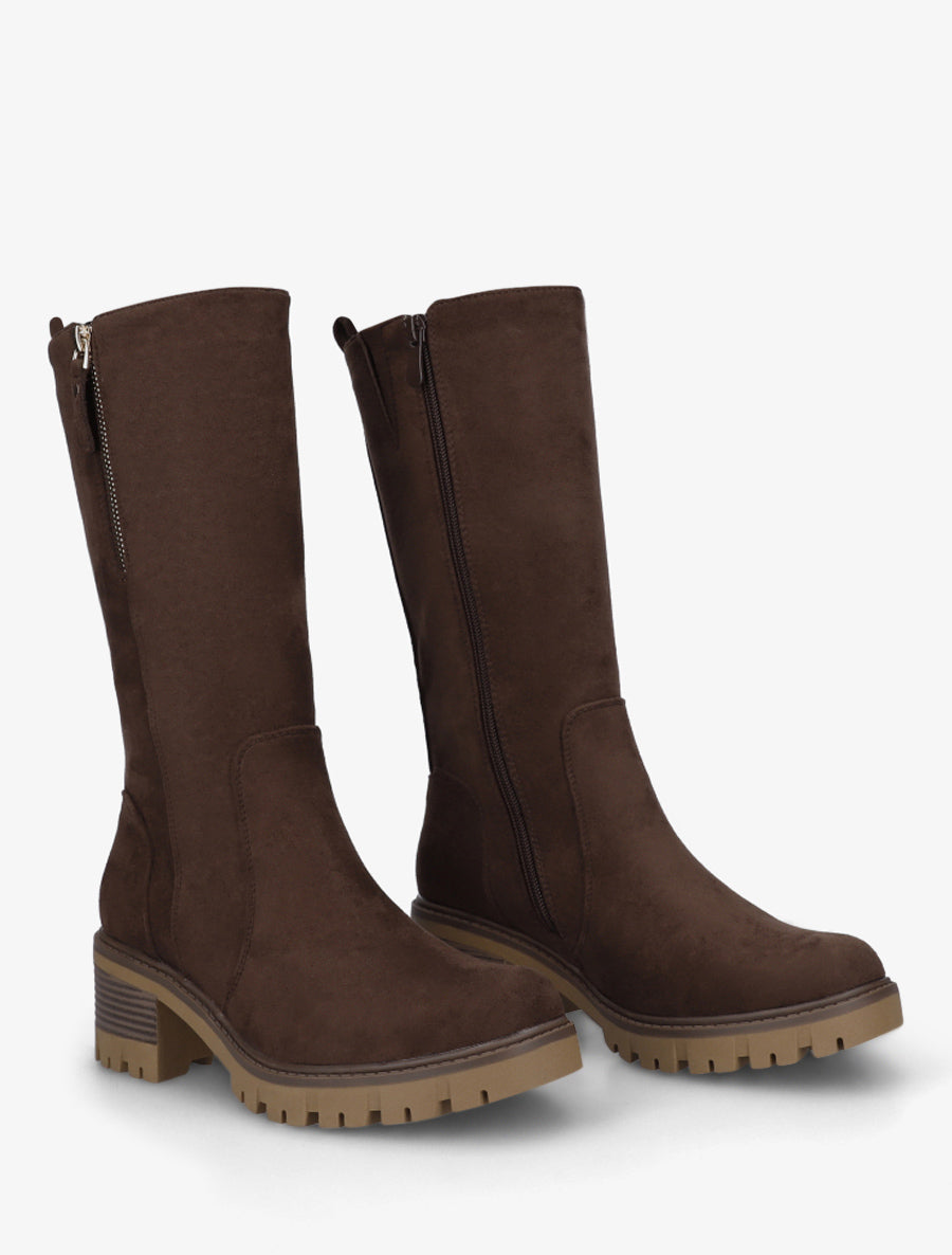 Botines Altos de Ante con Cremallera