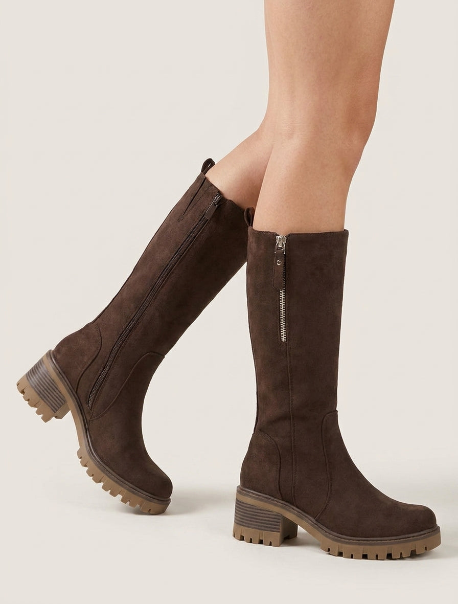 Botines Altos de Ante con Cremallera