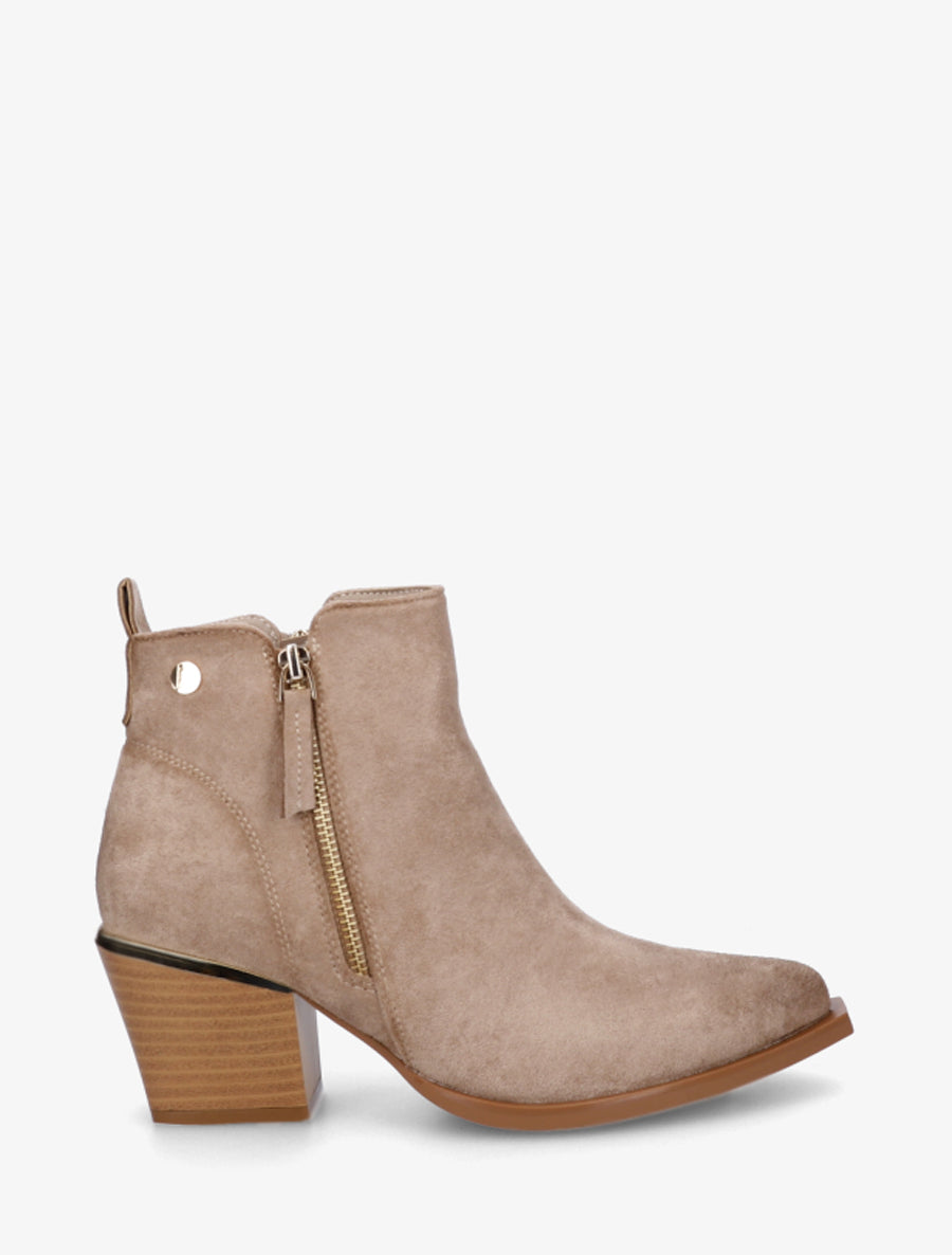 Botines de Ante con Cremallera Topo