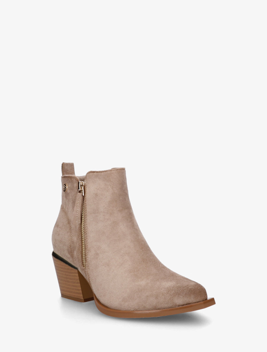 Botines de Ante con Cremallera Topo