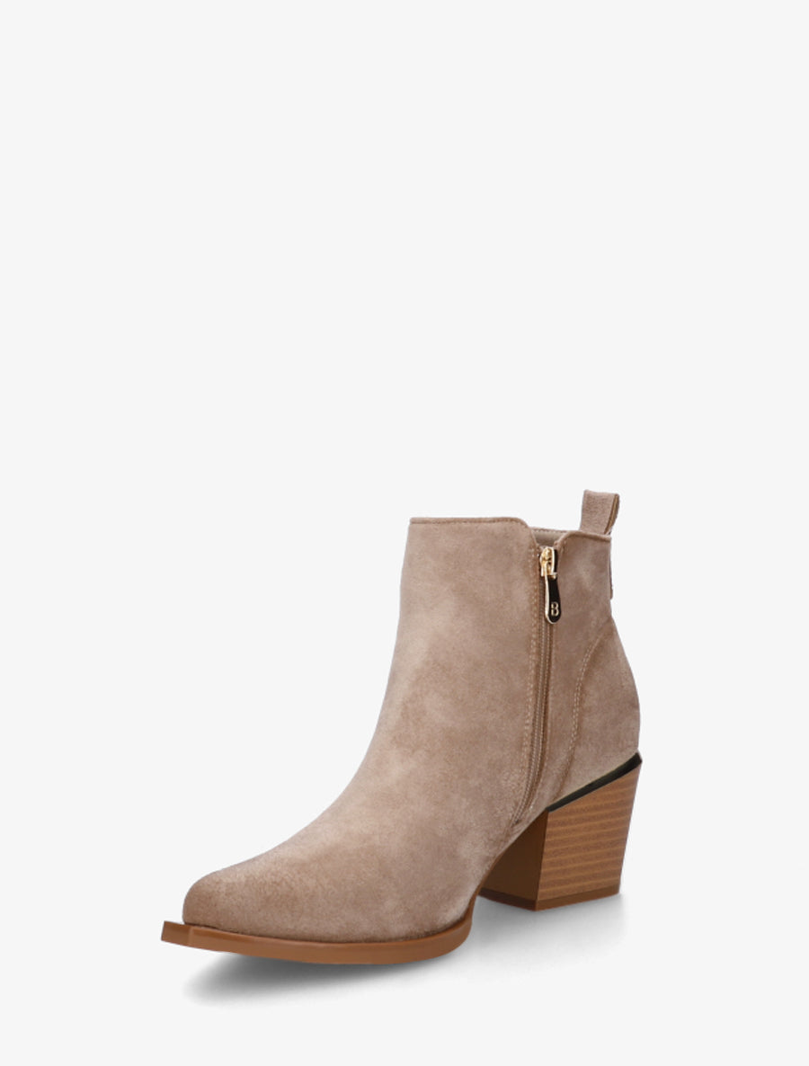 Botines de Ante con Cremallera Topo