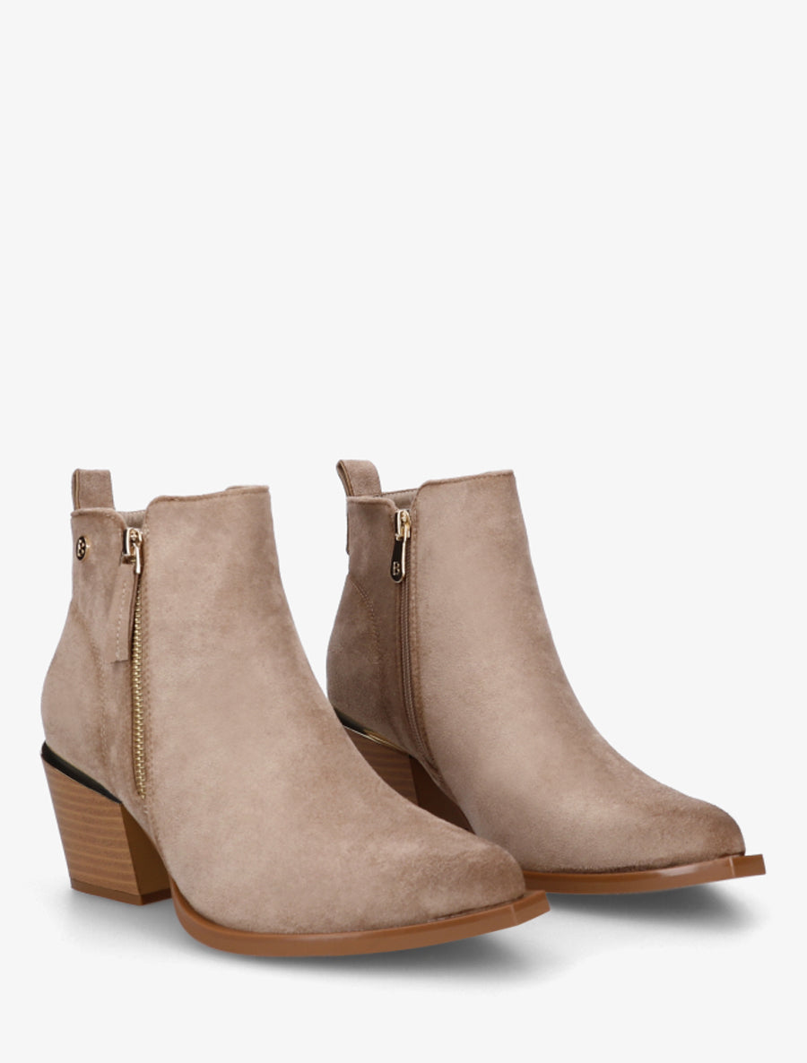 Botines de Ante con Cremallera Topo