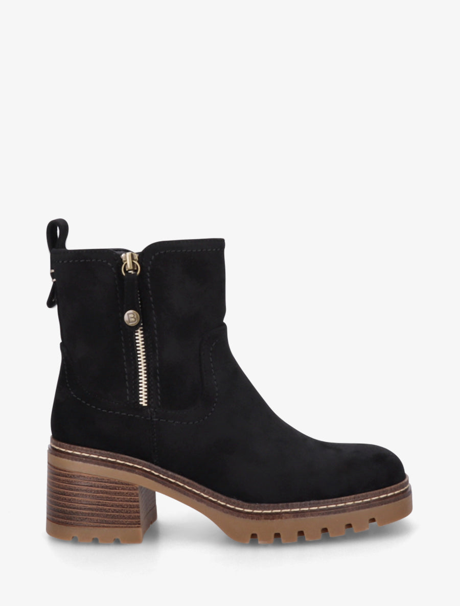 Botines de Ante con Cremallera Negros