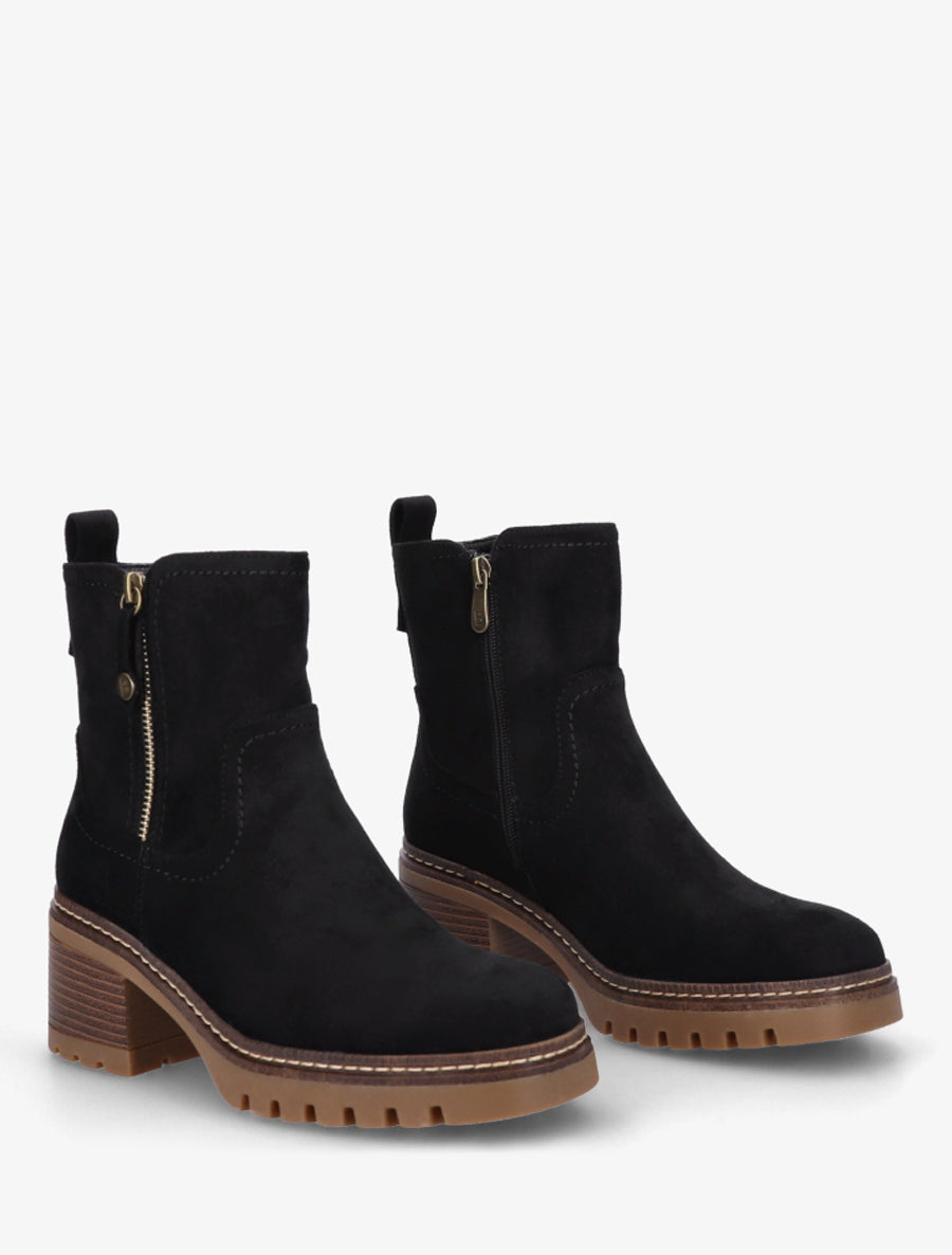Botines de Ante con Cremallera Negros