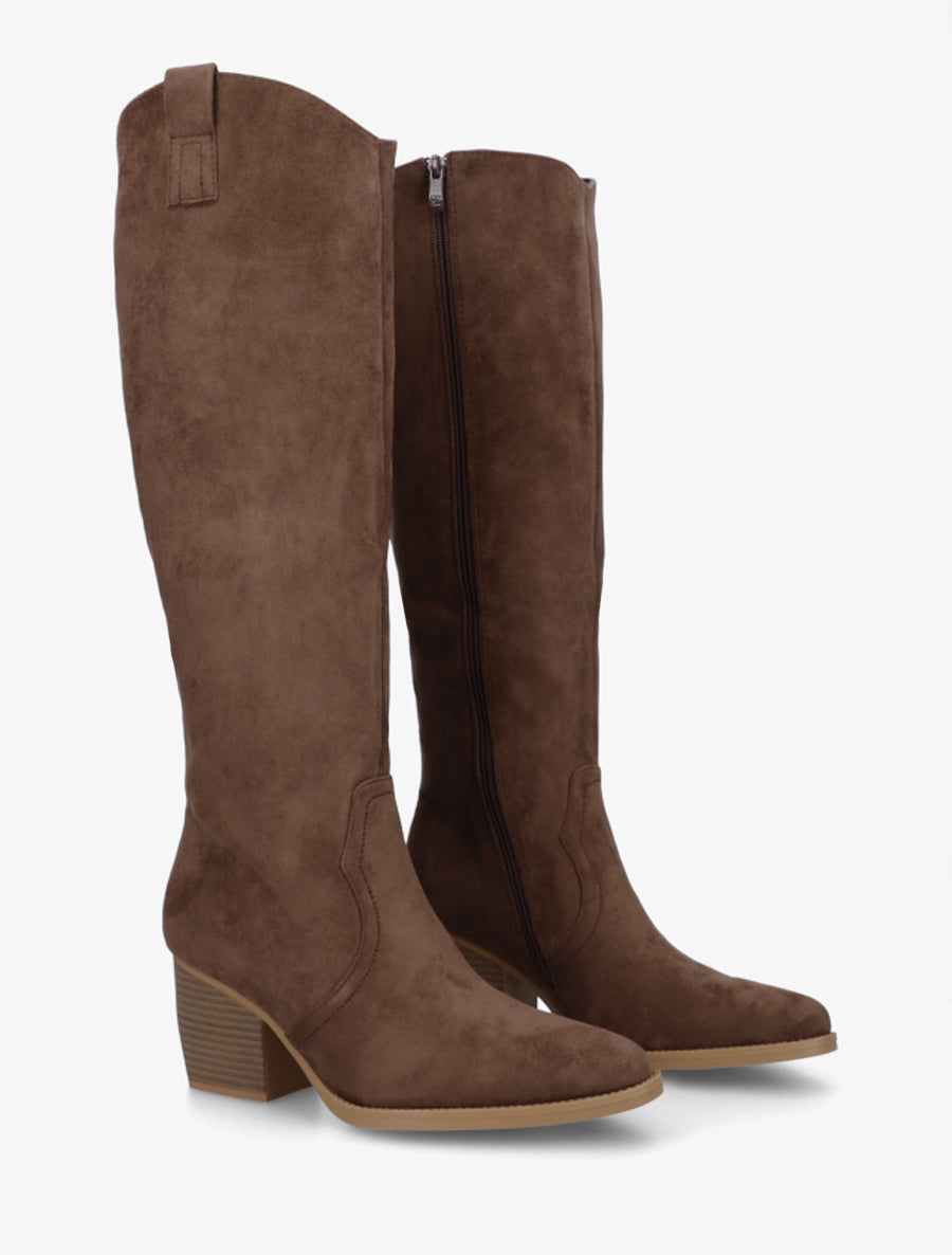 Botas con Tacón Ante Marrón
