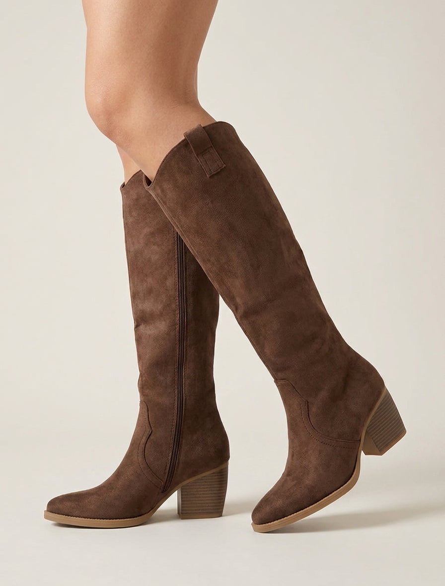 Botas con Tacón Ante Marrón