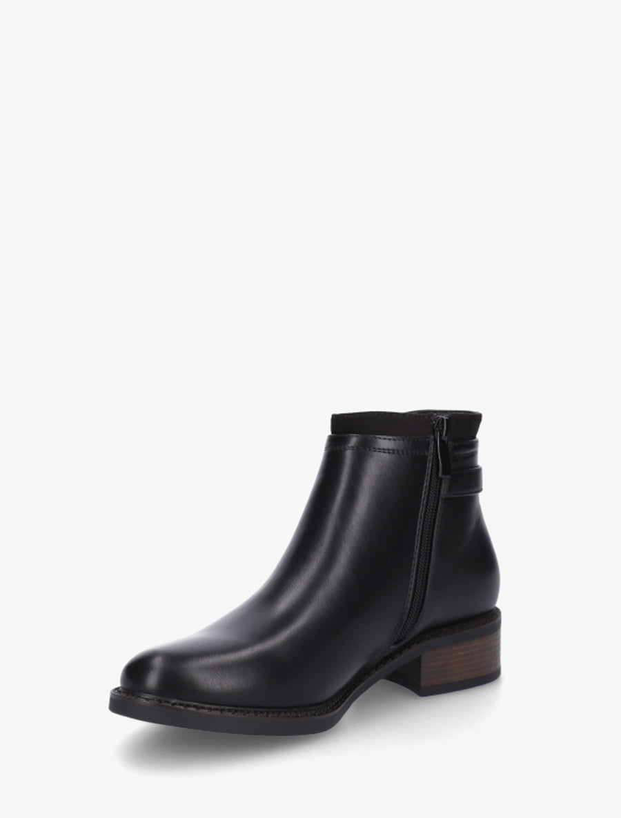 Botines de Piel Vegana con Hebilla y Ante sintético - Negro