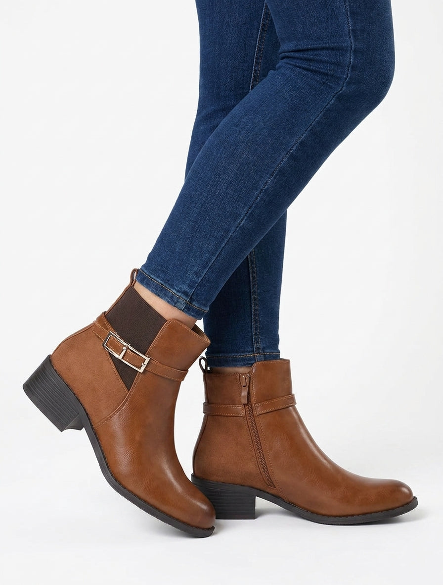 Botines con Hebilla Marrones