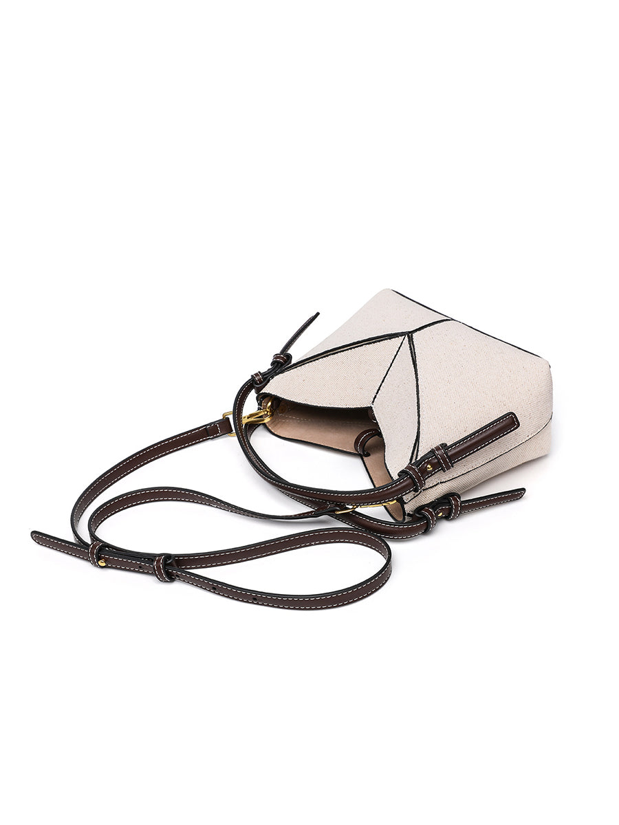 Bolso bandolera de tela para mujer con cremallera dorada