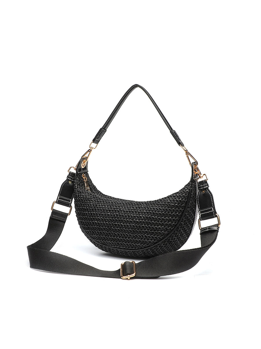 Bolso bandolera casual para mujer; bolso tejido para llevar bajo el brazo