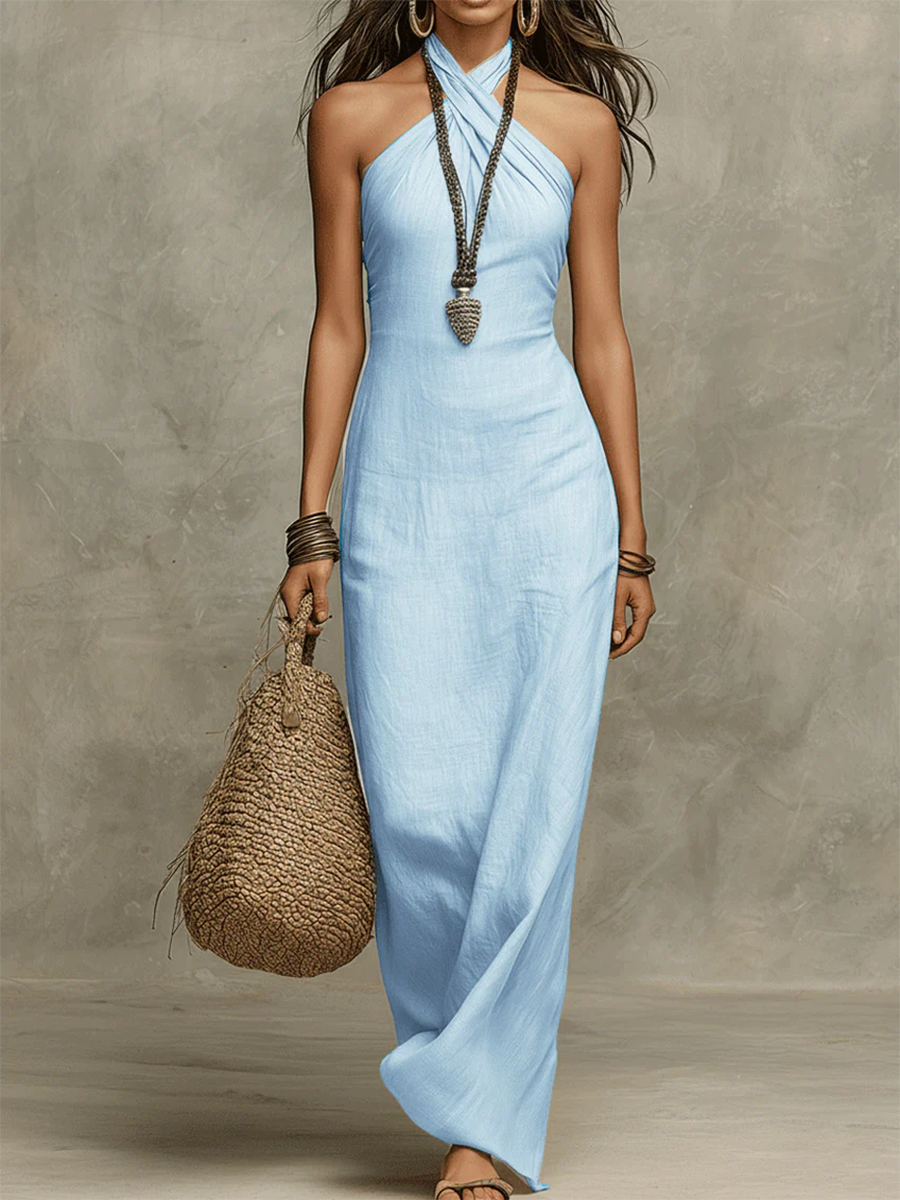 Vestido Largo Cuello Halter