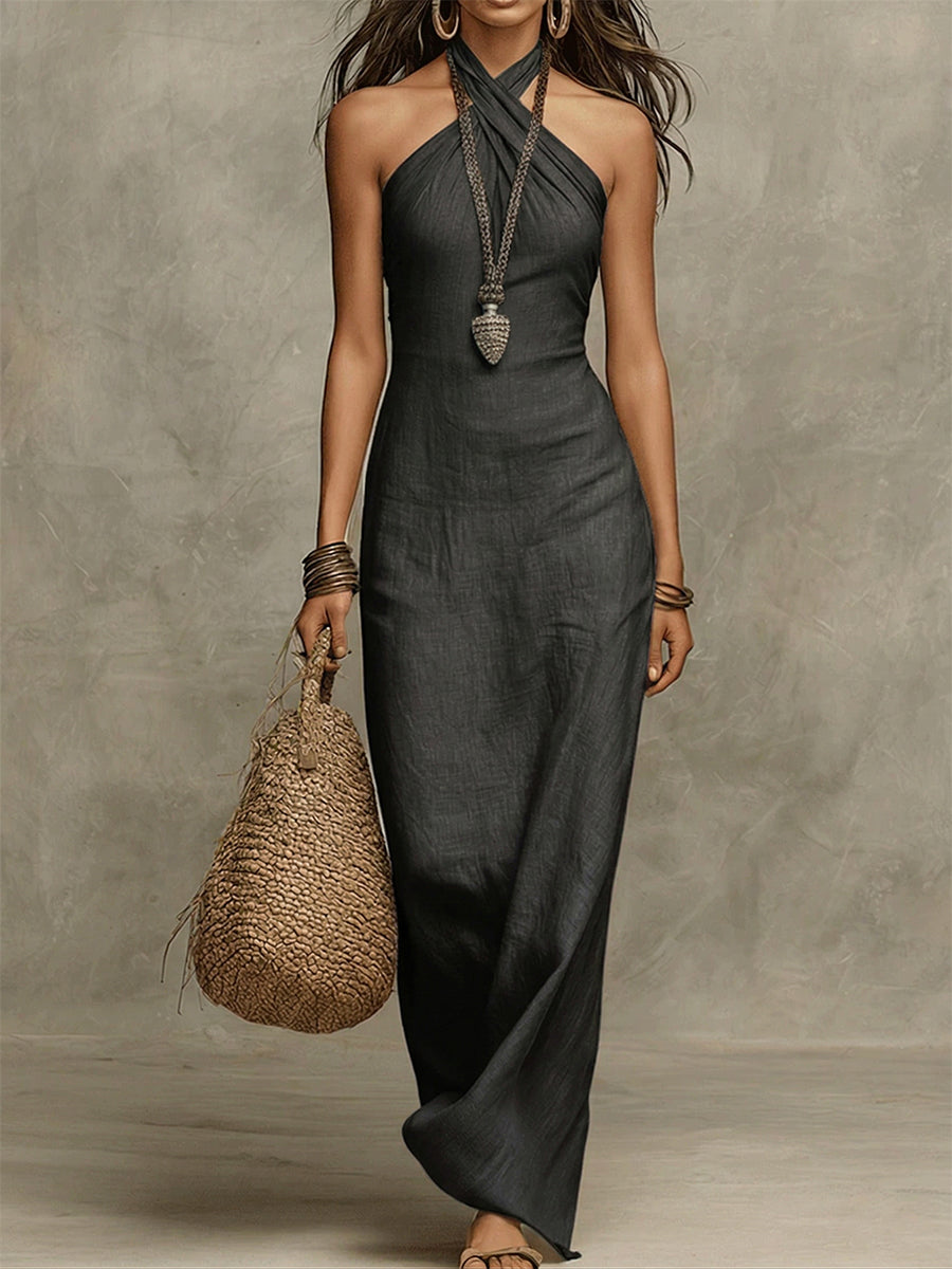 Vestido Largo Cuello Halter
